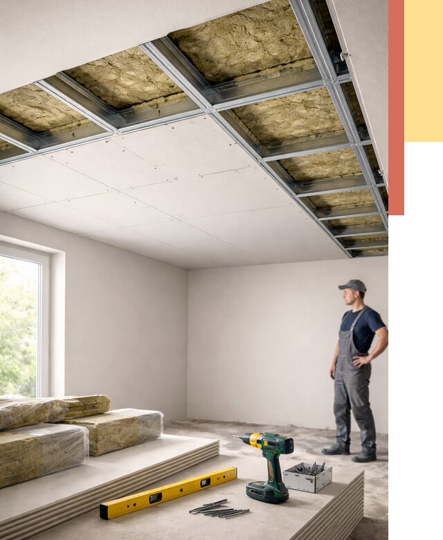 Звукоизоляция потолка ГКЛ в Петропавловске-Камчатском от 984 руб. — монтаж под ключ | ОТДЕЛОЧНИК-Птк